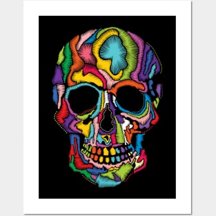 Skull embroidery Effect Mex Art Posters and Art